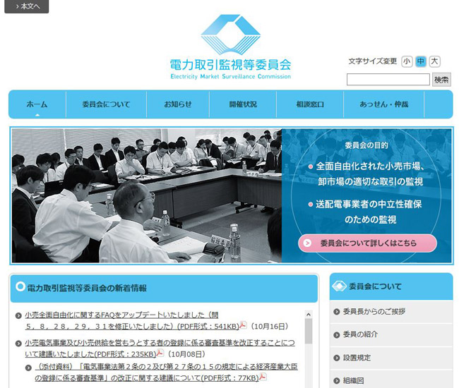 電力取引監視等委員会　Erectricity Market Surveillance Commission