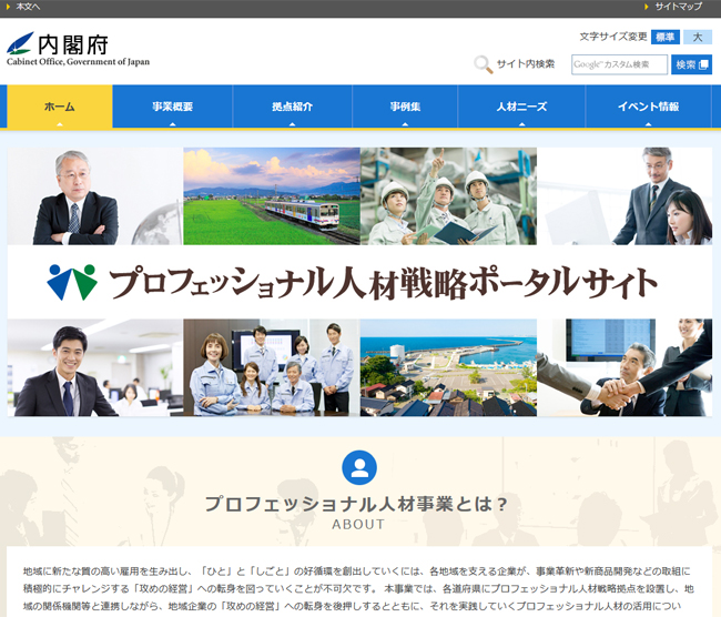 内閣府　プロフェッショナル人材戦略ポータルサイト